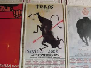 The posters from each event over the years at the bullring