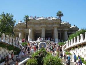 Barcelona Tourist traffic at Parc Guell