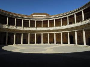 The circular courtyard of the Charles V Palace