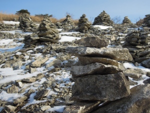 Rockpiles in the snow