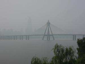 34. Seoul very murky at the Olympic Bridge